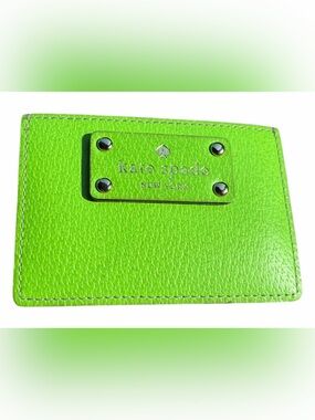 Kate Spade New York Lime Green Pebbled Leather Card Holder Wallet